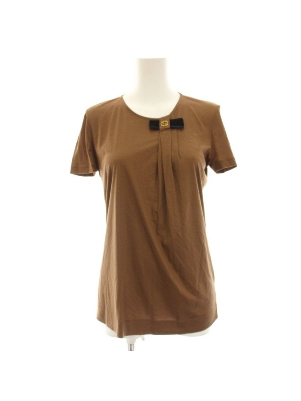 Gucci Top T-Shirt Short Sleeve GG Emblem Brown XS